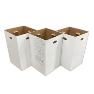 42-gallon corrugated cardboard trash, waste, and recycling bins (10 pack, white) – popup style containers for events, parties, weddings & large gatherings – disposable and reusable cans for multi-use