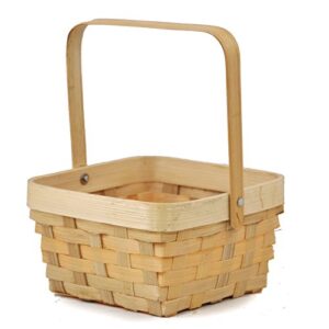 the lucky clover trading small swing handle bamboo basket - honey - 6in