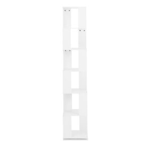 FRITHJILL 360° Rotating Bookshelf, 6-Tier Modern Display Shelf with Acrylic Plates, White Corner Storage Rack for Home Office - Space-Saving Organizer for Books, Plants, Decor