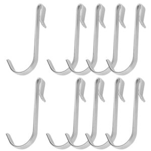 jjhxsm 10pcs stainless steel j-shaped wire rack hooks hanging sink grid hooks wire rack hooks cabinet door dormitory hooks for hanging clothes bathroom kitchen hanger hooks silver