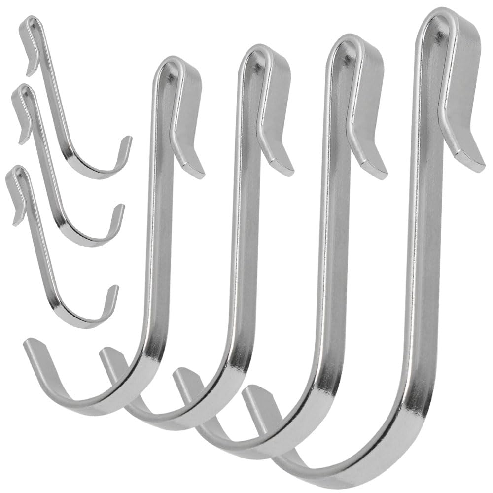 JJHXSM 10PCS Stainless Steel J-Shaped Wire Rack Hooks Hanging Sink Grid Hooks Wire Rack Hooks Cabinet Door Dormitory Hooks for Hanging Clothes Bathroom Kitchen Hanger Hooks Silver