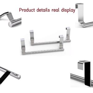 RUIBAOLY Stainless Steel Over Door Towel Rack Bar Holders for Universal Fit on Over Cabinet Cupboard Doors ，9.2" Wide - 2 Pack(Silver)