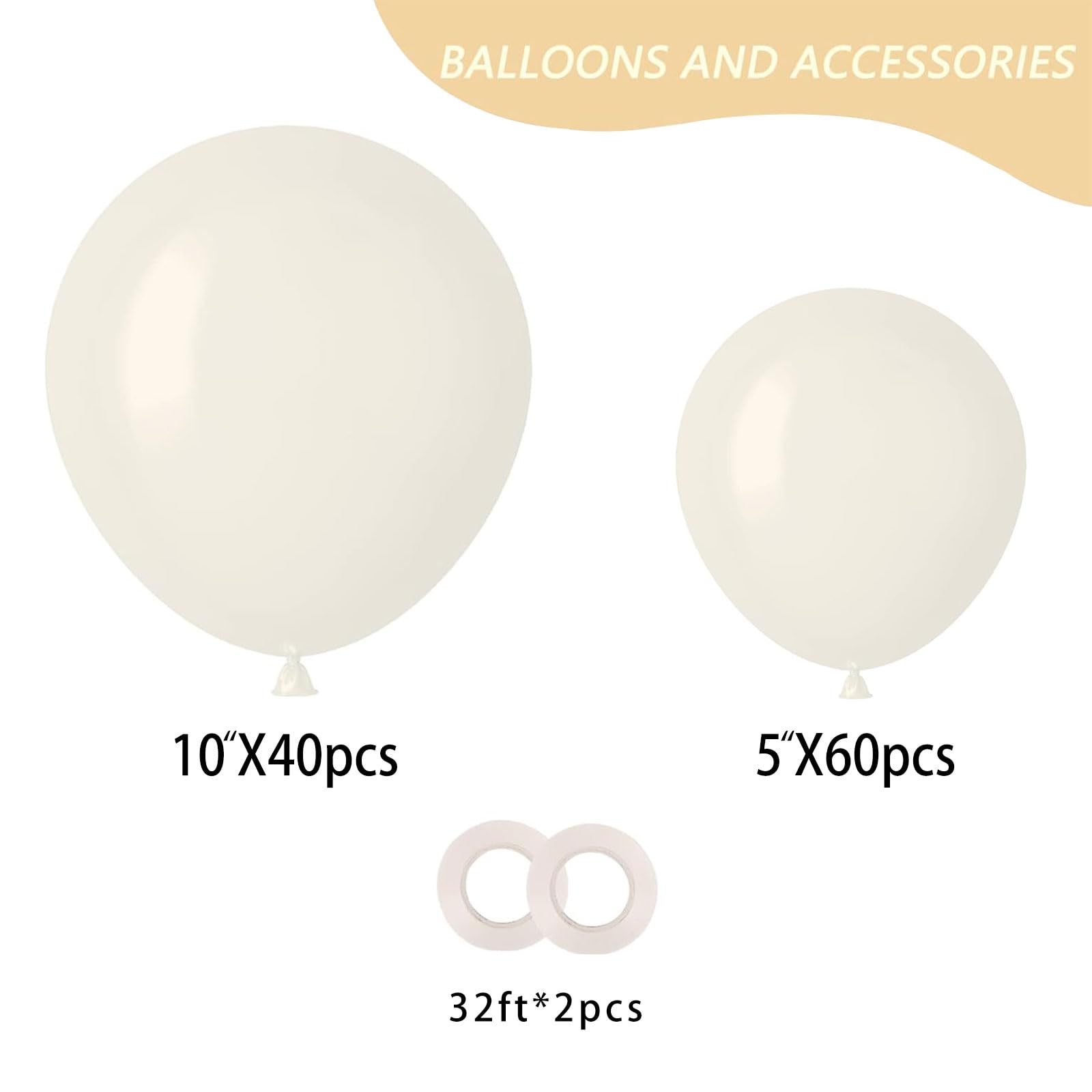 100pcs White Sand Balloons Latex Cream Balloons for Balloon Garland Arch Kit for Birthday Party Wedding Balloon Graduation Baby Shower Decoration