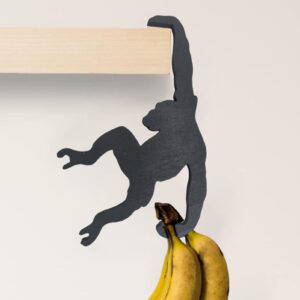 monkey banana hanger - under cabinet banana holder | modern banana hanger | unique banana holder balance hook |monkey shaped banana stand | monkey banana balancing hook for home organization