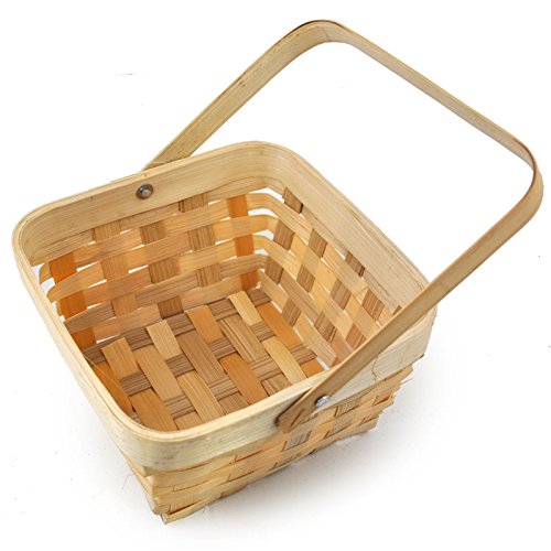 The Lucky Clover Trading Small Swing Handle Bamboo Basket - Honey - 6in