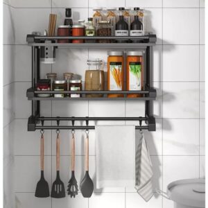 15.7inch Stainless steel Towel Holder Wall-mounted Multifunction Storage Rack Strong Load-bearing Rustproof Kitchen Organizer Bathroom Shelf,bathroom organizers and storage (single layer)