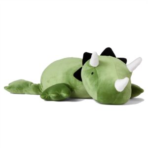 osocu 1.4 lb weighted stuffed triceratops animals plush - 16 inch squished long dinosaur jumbo pillow - soft green dino stuffed animal toy - lumbar back cushion soothing for kids adults (triceratops)