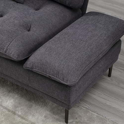 Overstuffed Tufted Upholstered Couch Cloud Futon Sofa Bed,Modern Adjustable Armrests 3 Seaters Loveseat Sofa&Couch Convertible Sleeper Sofabed for Home Office Apartment Living Room