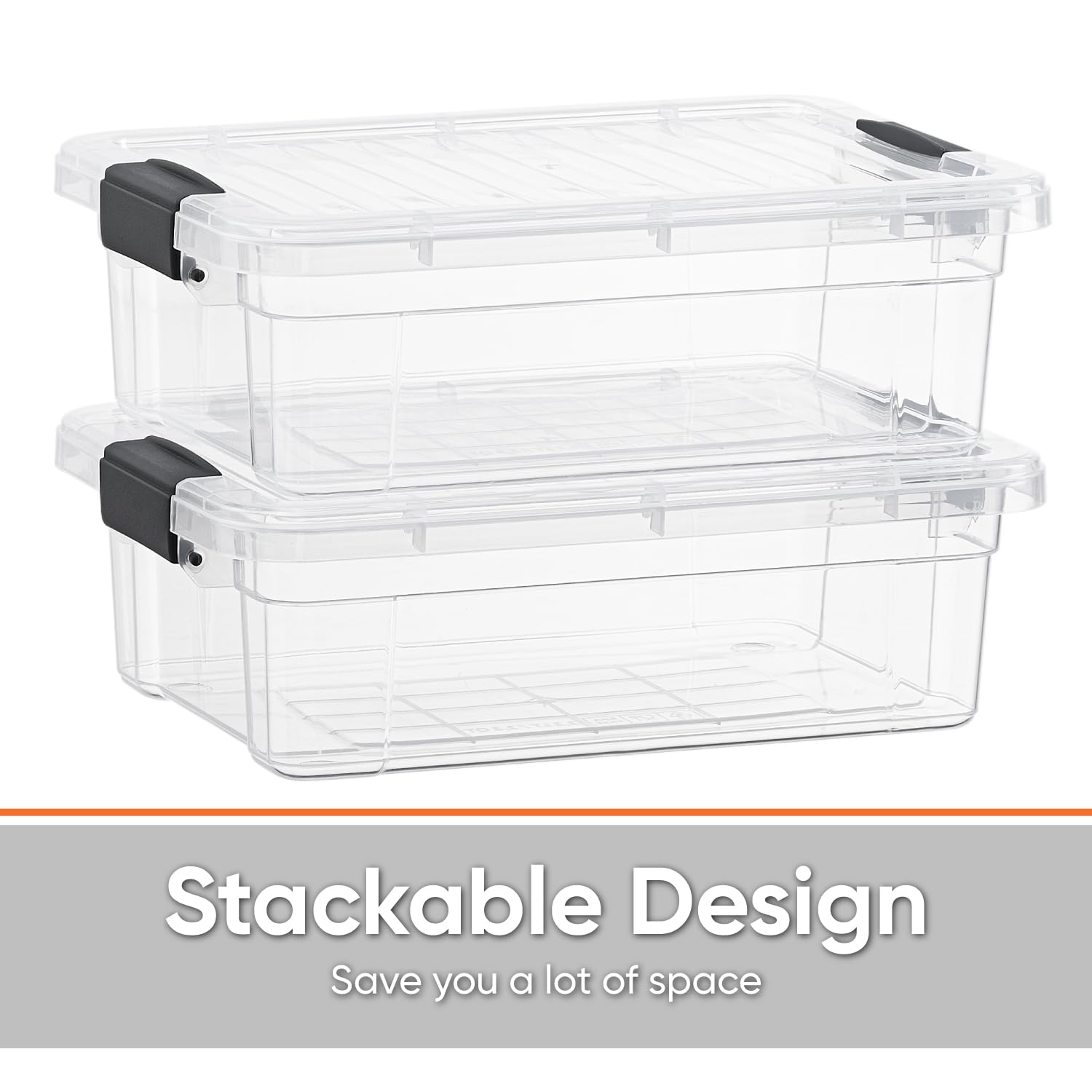 Superio Clear Storage Box with Lid, 4.5 Quart Plastic Container Bins for Organizing, Stackable Crates, BPA Free, Non Toxic, Odor Free, Organizers for Home, Office, School, and Dorm