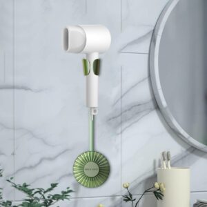 Hair Dryer Bracket, Hands Free Hair Dryer Stand Holder,Lazy Hair Dryer Stand Freely Adjustable at Multiple Angles, Hair Dryer Storage Rack Wall Hanging No Punching (Green)