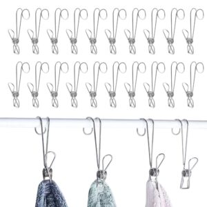 stainless steel metal long tail clip with hooks, 2024 new stainless steel clothespins with hooks, hanging clips for offices, upgrade extra large clothes pins metal clips for bathrooms (20)