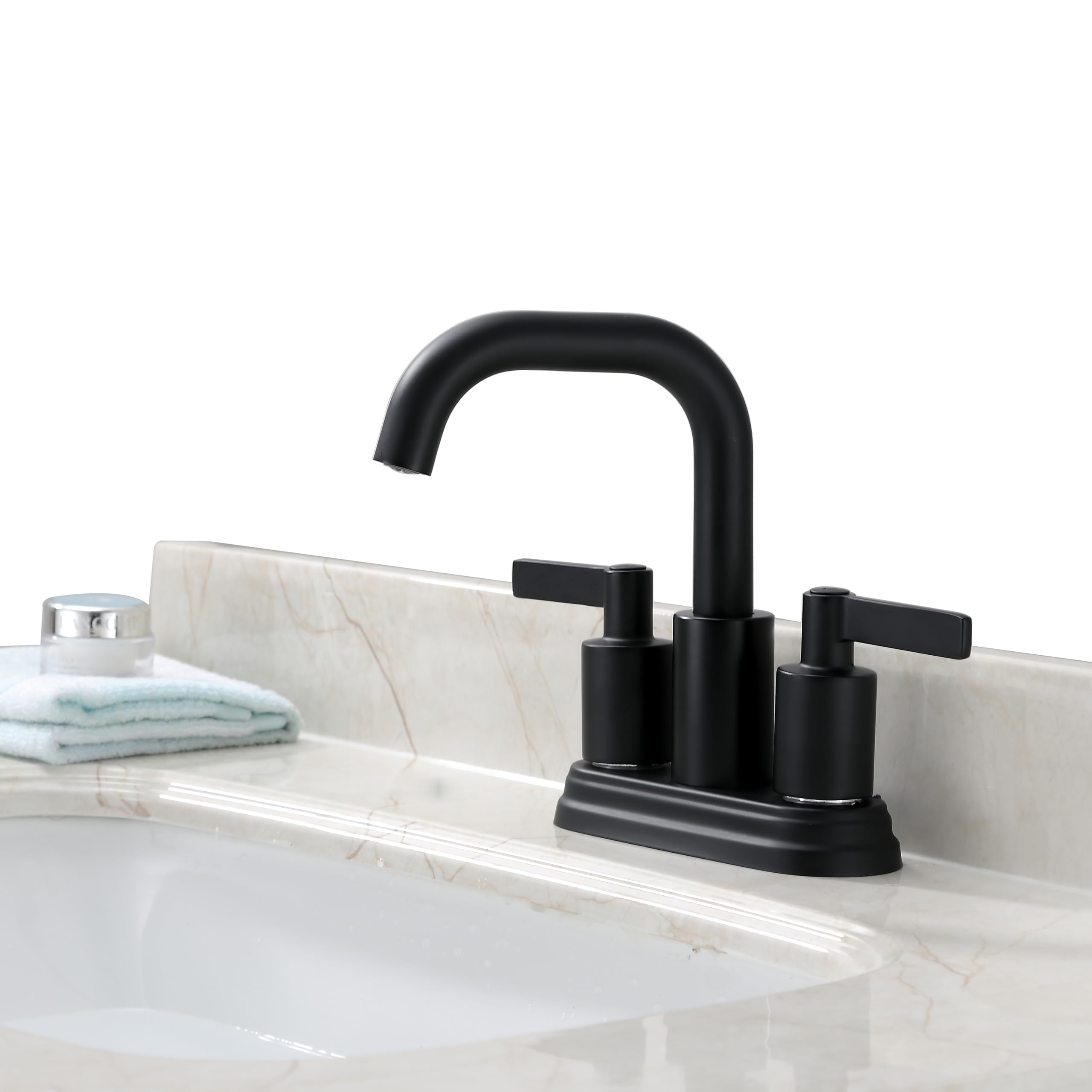 Derengge Centerset Bathroom Faucet and 4-Piece Bath Accessory Set,Matte Black,CB-0545-MT