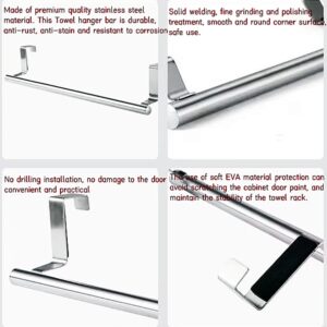 RUIBAOLY Stainless Steel Over Door Towel Rack Bar Holders for Universal Fit on Over Cabinet Cupboard Doors ，9.2" Wide - 2 Pack(Silver)