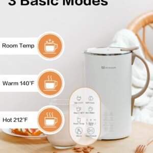 MOKKOM Nut Milk Maker, Automatic Almond Milk Machine for Homemade Plant-Based Milk, Oats, Soy, Dairy Free Beverages, 20 oz Soy Milk Maker with Delay Start/Keep Warm/Self-Clean/Boiling, Pearl White