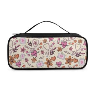 tsvaga stethoscope carrying case brown floral print shockproof travel storage bag for littmann/omron/adc/dixie ems stethoscope, with extra mesh pockets small accessories