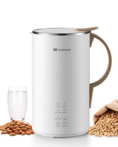 mokkom nut milk maker, automatic almond milk machine for homemade plant-based milk, oats, soy, dairy free beverages, 20 oz soy milk maker with delay start/keep warm/self-clean/boiling, pearl white