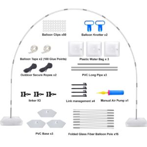 Balloon Arch Kit, 10ft Wide & 9ft Tall Adjustable Balloon Arch Stand with Thicken Water Fillable Base, 50pcs Balloon Clip, Balloon Pump, Ground Nails for Wedding, Graduation, Birthday Party