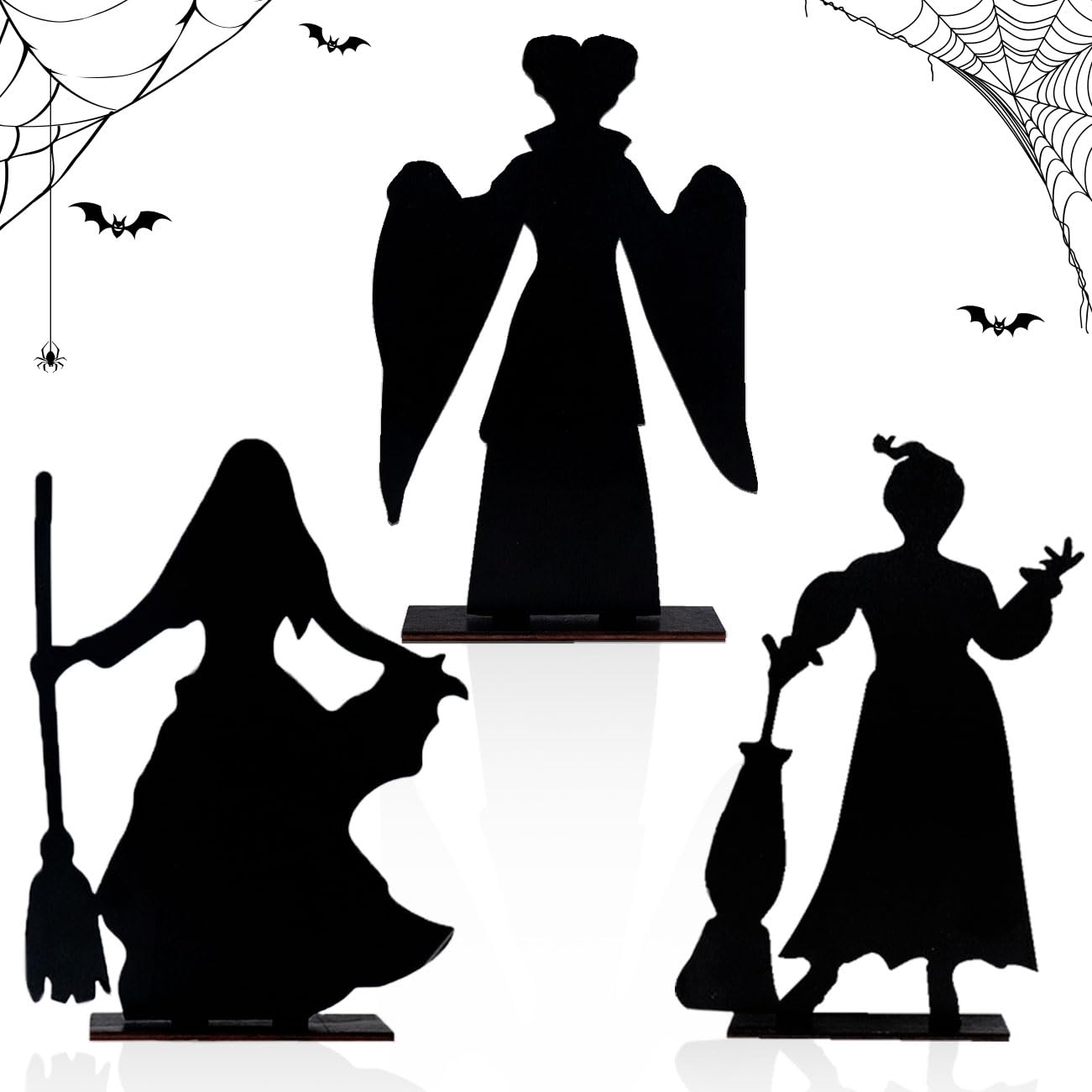 Hocus Pocus Halloween Wooden Table Decorations, 3pcs Black Wooden Table Centerpieces Trick or Treat Witches Table Topper for Halloween Party Decor