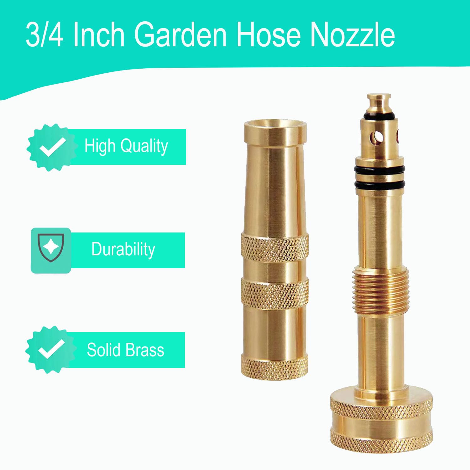 Garden Hose Nozzle, CM CUMIZON Solid Brass Heavy Duty Adjustable Twist Hose Nozzle, High Pressure Water Hose Sprayer Nozzle, 2 Pack