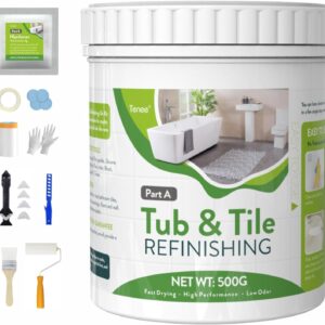 DIY Sink Bathtub Reglaze Kit White, Water Based Tub and Tile Refinishing Kit Easy to Use, Tile Paint Kit Low Odor Bathtub Refinishing Paint for Bathroom Kitchen Porcelain Fiberglass