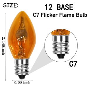 brianvikey 12 Pack Orange Flame Light Bulbs,C7 Mini Orange Lights Halloween Flickering Light Bulbs,1 Watt 120V E12 Base for Outdoor Use,Pendants, Wall Sconces,Christmas Light String