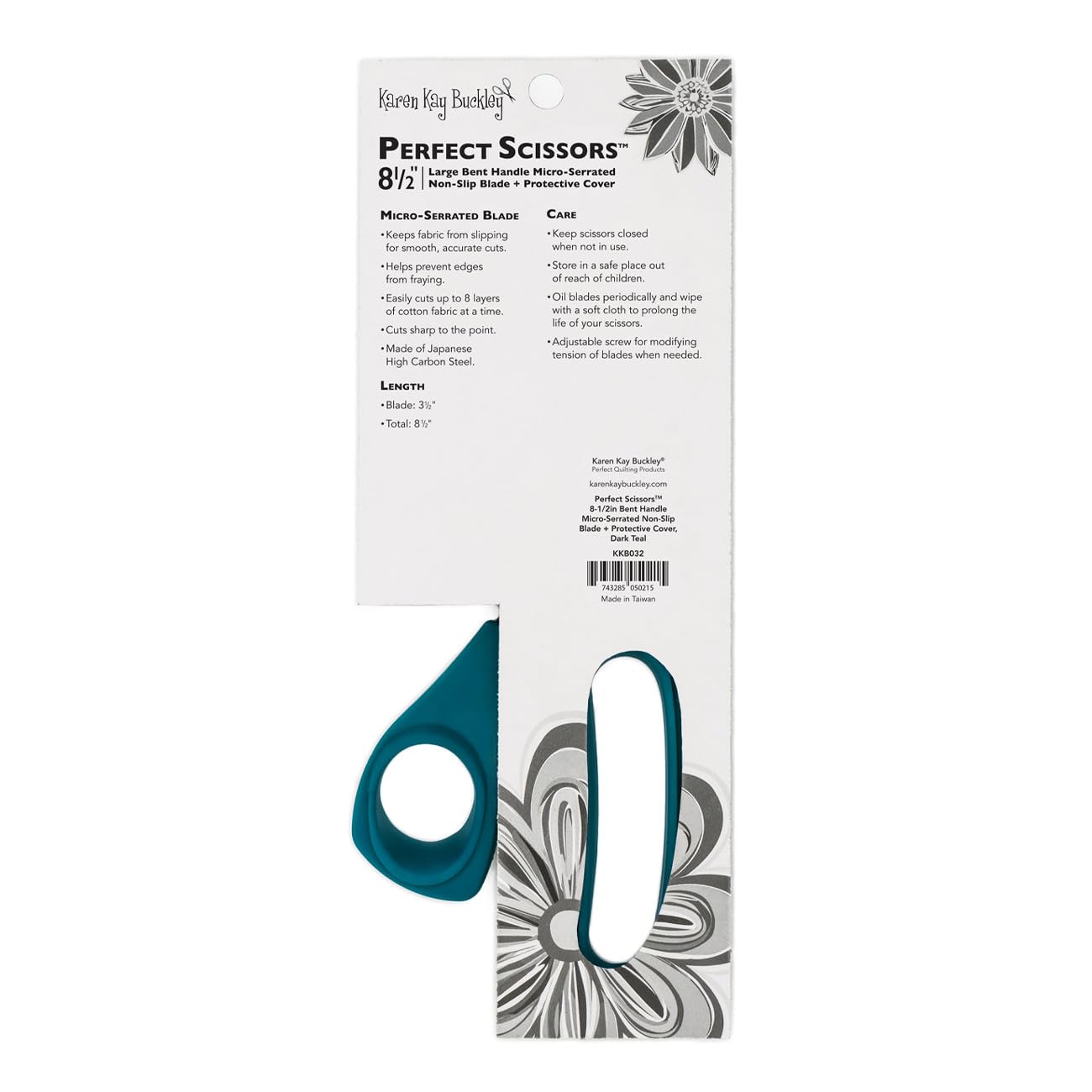 Perfect Scissors Dark Teal 8-1/2in Bent Handle Micro-Serrated Non-Slip Blade (KKB032)