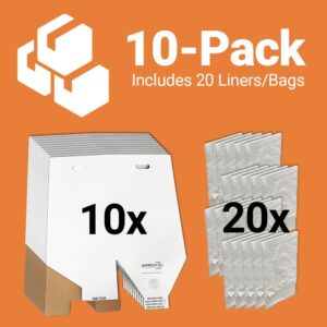 42-Gallon Corrugated Cardboard Trash, Waste, and Recycling Bins (10 Pack, White) – Popup Style Containers for Events, Parties, Weddings & Large Gatherings – Disposable and Reusable Cans for Multi-Use