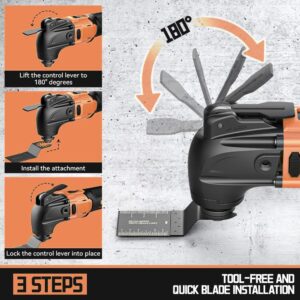 Oscillating Multi Tool for Dewalt 20V Max Battery: Cordless Oscillating Tool - 6 Variable Speed 21000 OPM | Brushless Motor | Woodcutting Blades and Sanding Pad with Sheets | Tool Only