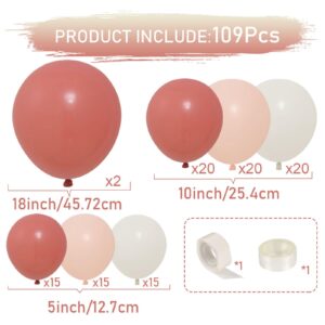 Retro Blush Pink Balloon Arch Kit-Dusty Pink Cream Peach White Sand Balloon Garland,Boho Pastel Pink Balloons Party Decorations for Girl's Baby Shower,Kid's Birthday Party,Wedding Bridal 109PCS