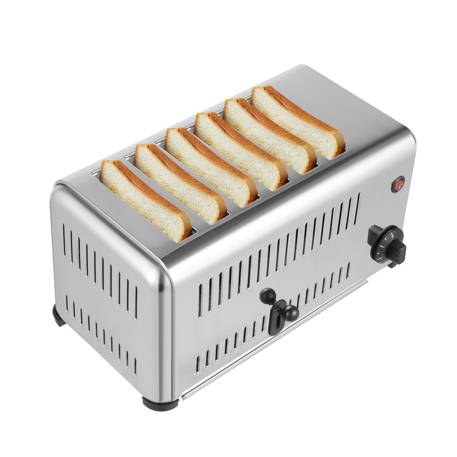 6 Slice Toaster with 5 Bread Shade Settings, Commercial Bread Baking Machine 1.1in Wide Slot, 1680W, 201 Stainless Steel, for Various Bread Types