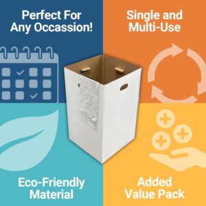 42-Gallon Corrugated Cardboard Trash, Waste, and Recycling Bins (10 Pack, White) – Popup Style Containers for Events, Parties, Weddings & Large Gatherings – Disposable and Reusable Cans for Multi-Use