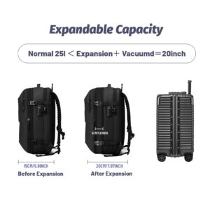 XINGSE Vacuum Seal Backpack Travel,Expandable Vacpack Backpack with Compression Bag,Air back Backpack with Air Pump,Carry on Airplane-Airbag Backpacks with Lock(Black)