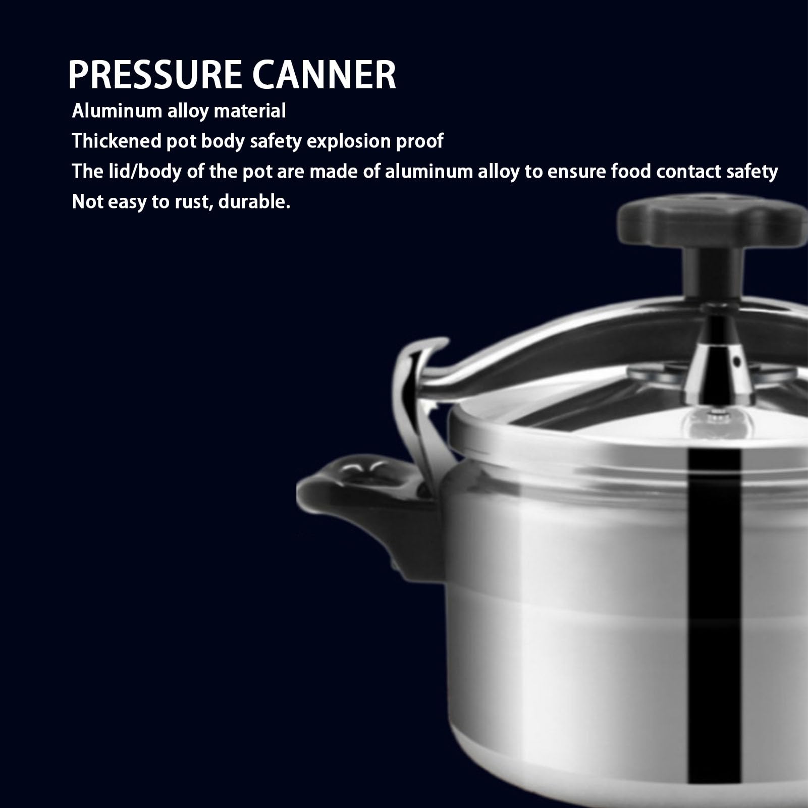 5.28 Quart Pressure Cooker Aluminum Pressure Canner with Double Bottom Easy Open/Close Explosion Proof Pressure Pot for Gas Stove Flat Top Stove