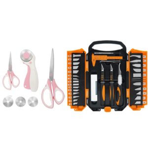 manufore orange carft knife and pink sewing scissors bundle