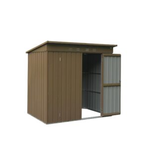 glanzend 6x4 ft outdoor metal storage shed, storage tool sheds tool sheds with lockable double door, waterproof steel storage house for bike, garden, backyard, lawn, brown