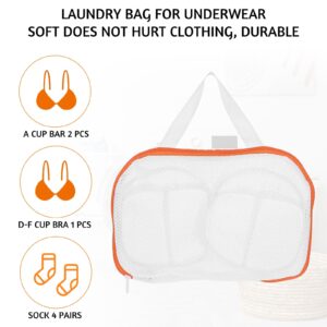 cobee 2 Pack Bra Laundry Bags for Washing Machine Lingerie, Mesh Wash Bag For Bras with Handle, Non-Deform 3D Protector Bra Laundry Bag for Women Underwear Brassiere Delicates A to C Cups(Orange)