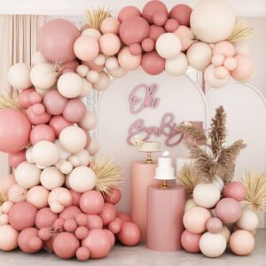 retro blush pink balloon arch kit-dusty pink cream peach white sand balloon garland,boho pastel pink balloons party decorations for girl's baby shower,kid's birthday party,wedding bridal 109pcs