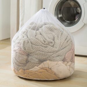 2 Pcs Laundry Mesh Bags Drawstring Net Clothing Bags Heavy Duty Wash Bags Dirty Clothes Storage Bags Home Washing Bags for University Dormitory