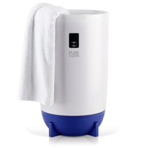 pureclean single touch towel and blanket warmer with fragrant disc holder and led ring gray,perfect size for two large bath towels,automatically shut off feature,built-in timer for 15-60 minutes(blue)