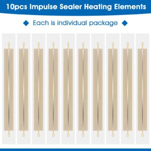 Piriuuo10 Pcs Impulse Sealer Replacement Parts, Impulse Heat Sealer Strips 8 inch Heat Seal Strips Heat Sealer Replacement Element Impulse Sealer Service Spare Repair Kits for Hand Heat Sealers