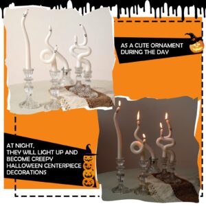 Conelist 5 Pack Halloween Ghost Candles Spiral Unscented White Candles Twisted Taper Candlesticks Halloween Decor Candle for Home Ghost Spooky Decor Halloween Party Dinner Table Birthday Decorations