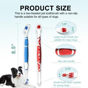 Leoezx™ Professional Pet Toothbrush(4Pcs), Dog & Cat Soft Bristle Double-Sided Brush Head Set, Pet Brushing Teeth to Clean Teeth to Reduce Tartar Buildup, Pet Dental Care Essentials