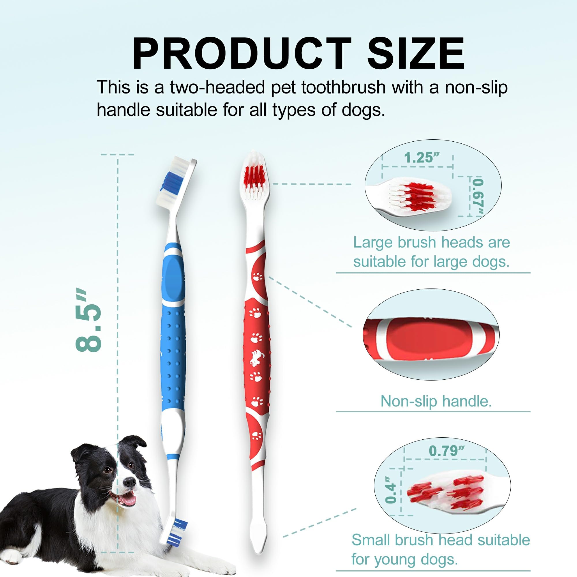 Leoezx™ Professional Pet Toothbrush(4Pcs), Dog & Cat Soft Bristle Double-Sided Brush Head Set, Pet Brushing Teeth to Clean Teeth to Reduce Tartar Buildup, Pet Dental Care Essentials