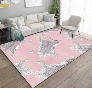 qmkmyy simple fashion leopard area rug 6'x9' for living room tiger pattern pink bedside rugs low pile lightweight entryway mats