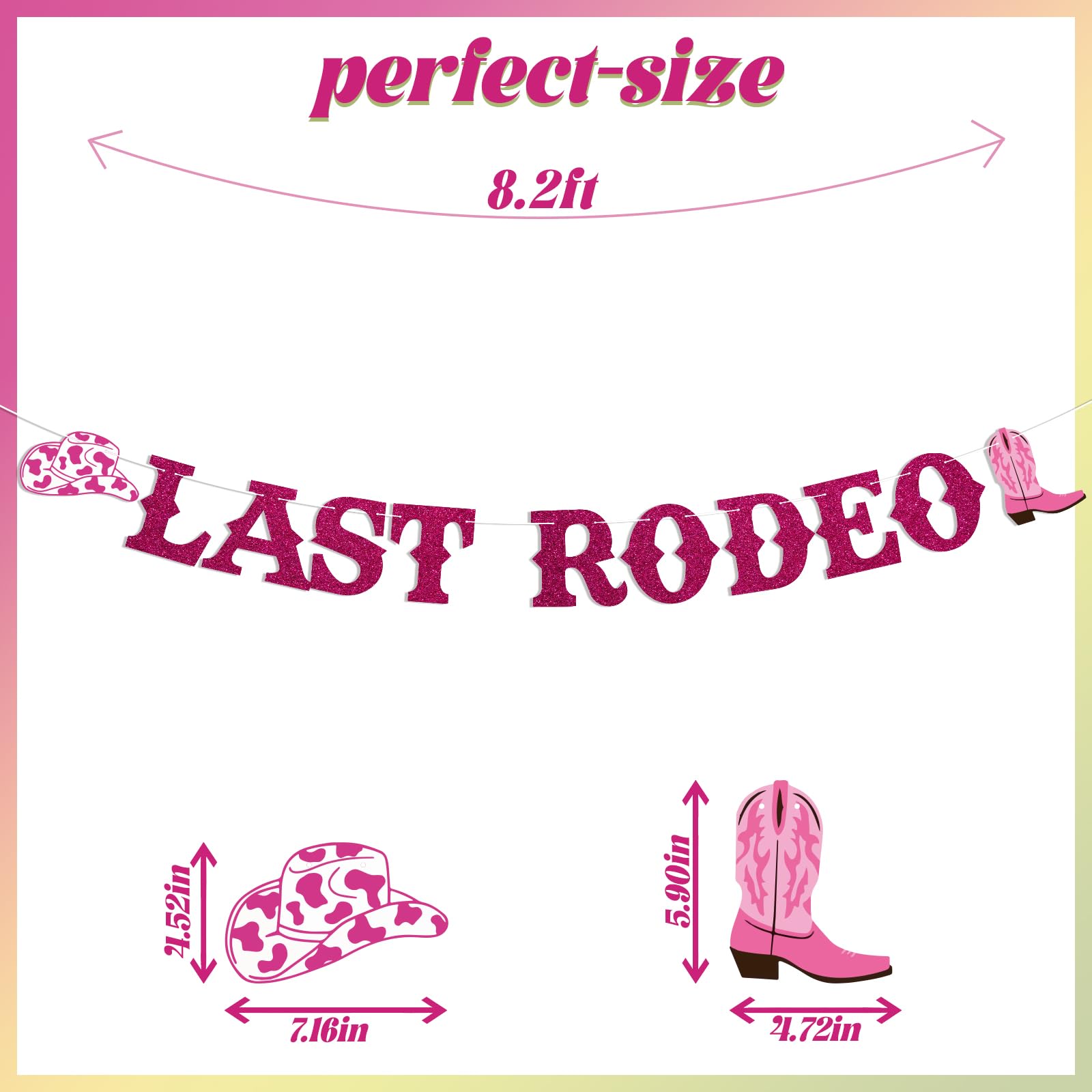 Last Rodeo Banner, Cowgirls Hen Party Decorations, Last Hoedown Decor, Last Rodeo Bachelorette Party Bridal Shower Party Decorations Hot Pink Glitter