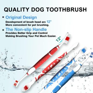 Leoezx™ Professional Pet Toothbrush(4Pcs), Dog & Cat Soft Bristle Double-Sided Brush Head Set, Pet Brushing Teeth to Clean Teeth to Reduce Tartar Buildup, Pet Dental Care Essentials