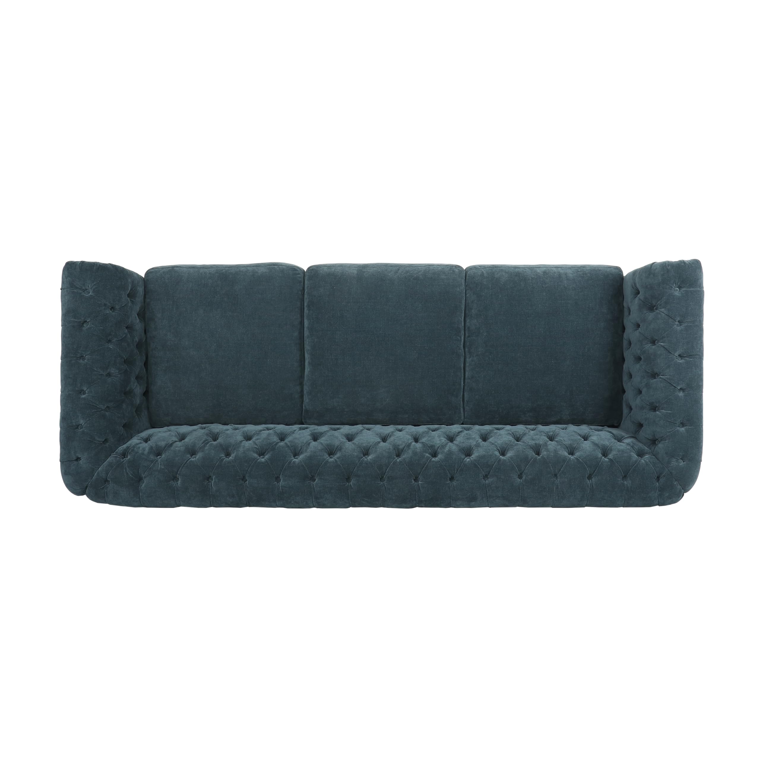 Merax 3-Seat Sofa with Wooden Legs and Tufted Backrest for Living Room, Blue