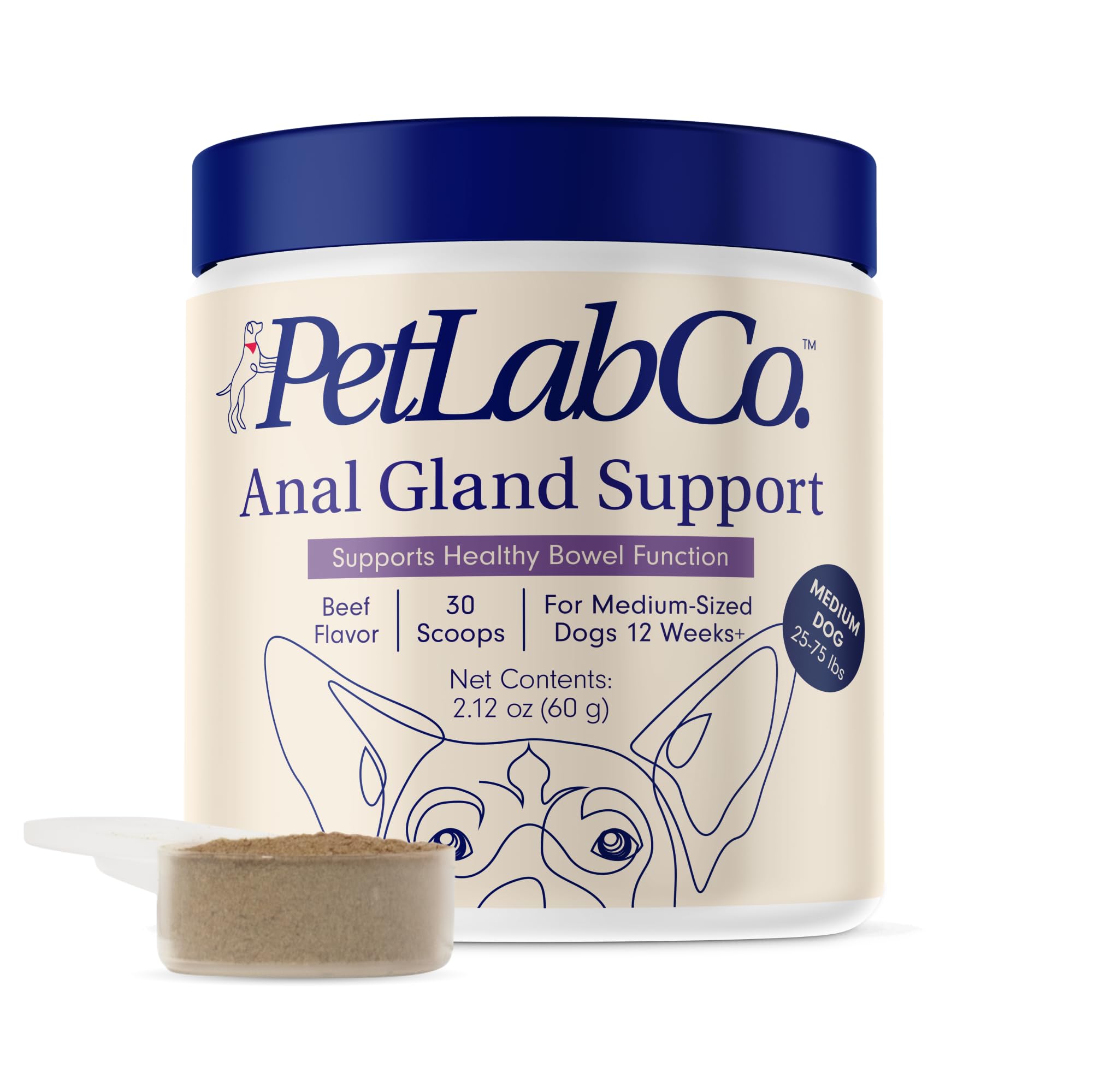 PetLab Co. Anal Gland Support Tailored Powder – Supports Anal Gland Health and Optimizes Stool Consistency - Easy to Use - Helps Target Scooting & Fishy Rears – for Medium Dogs