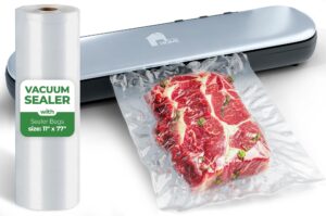 econohome cordless food vacuum sealer machine - rechargeable & portable sous vide vacuum sealer with built-in cutter - seals in 10 seconds - 11.8" width with 3 sealing modes & 1 bag roll 77" x 11"