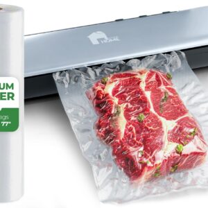 EconoHome Cordless Food Vacuum Sealer Machine - Rechargeable & Portable Sous Vide Vacuum Sealer with Built-In Cutter - Seals in 10 Seconds - 11.8" Width with 3 Sealing Modes & 1 Bag Roll 77" x 11"